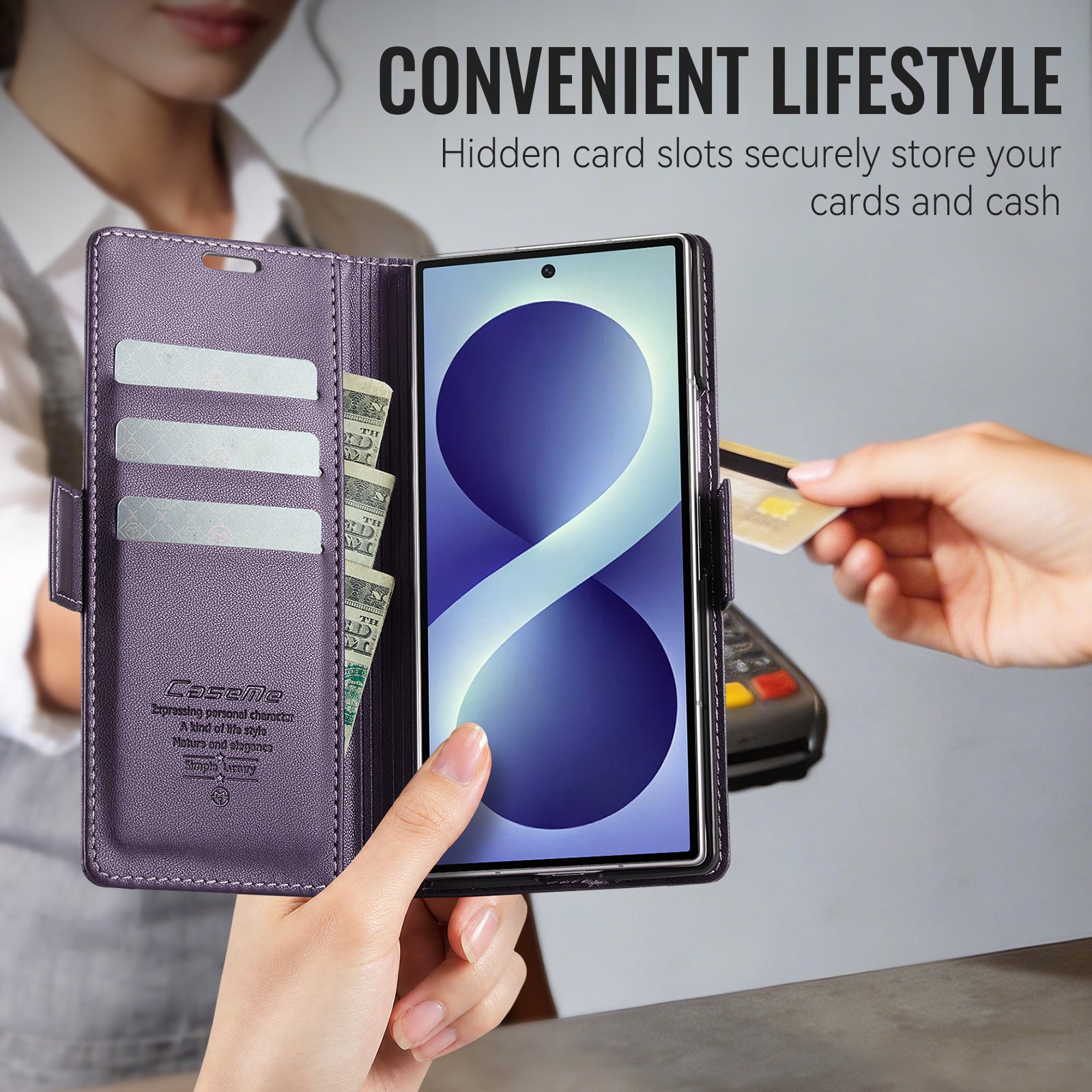 Samsung Galaxy Z Fold 8 Ultra CaseMe Retro Wallet Case [Purple]