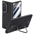 Samsung Galaxy Z Fold 8 Ultra Magnetic Skin-Feel Case - Hinge Shield & Lens Ring Stand [Black] - Black