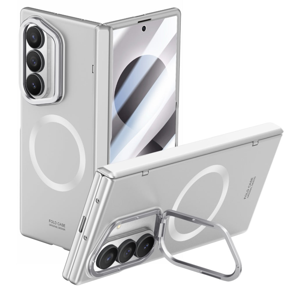 Samsung Galaxy Z Fold 8 Ultra Magnetic Skin-Feel Case - Hinge Shield & Lens Ring Stand [Grey]