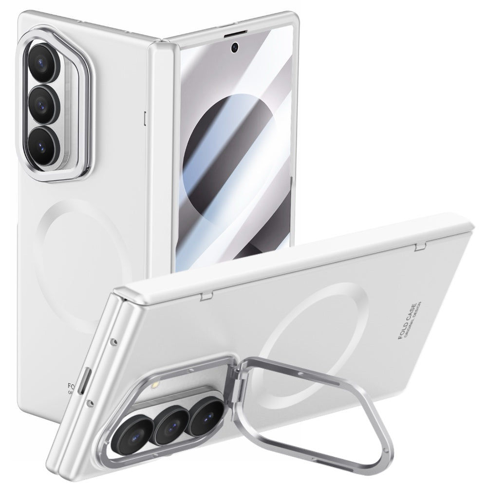 Samsung Galaxy Z Fold 8 Ultra Magnetic Skin-Feel Case - Hinge Shield & Lens Ring Stand [White]