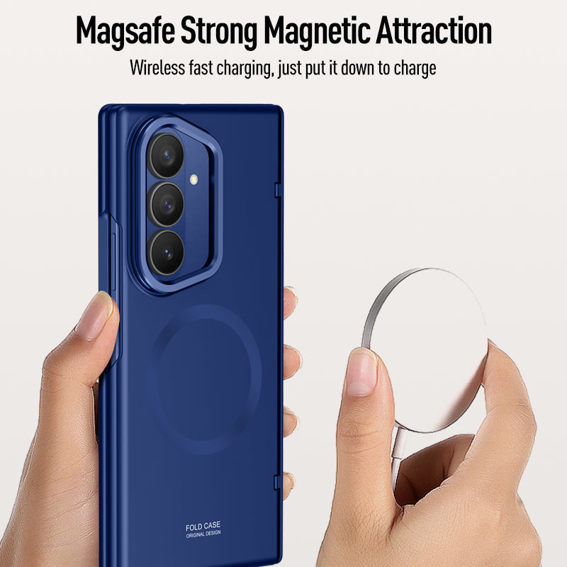 Samsung Galaxy Z Fold 8 Ultra Magnetic Skin-Feel Case - Hinge Shield & Lens Ring Stand [Black]