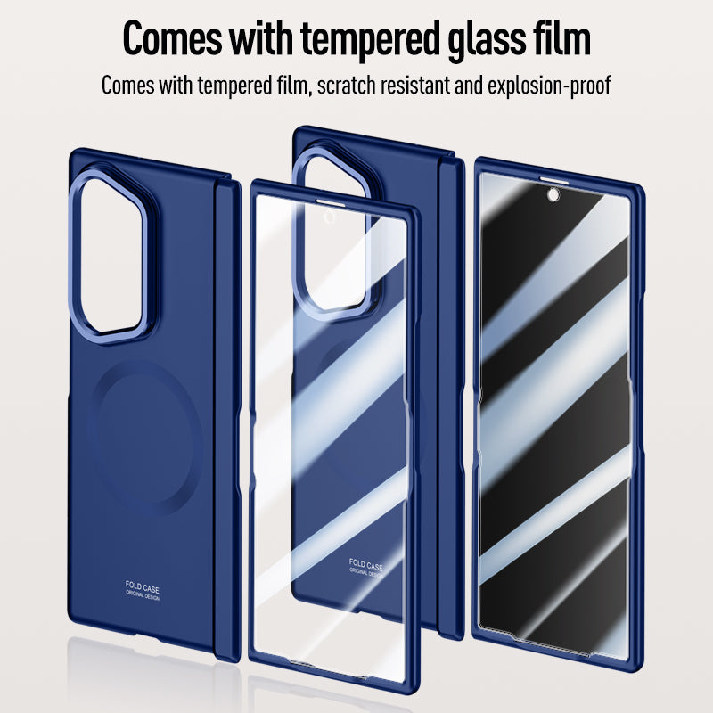 Samsung Galaxy Z Fold 8 Ultra Magnetic Skin-Feel Case - Hinge Shield & Lens Ring Stand [Black]