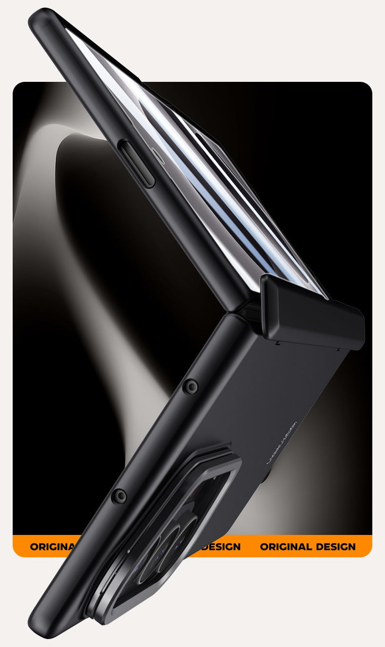 Samsung Galaxy Z Fold 8 Ultra Magnetic Skin-Feel Case - Hinge Shield & Lens Ring Stand [Black]