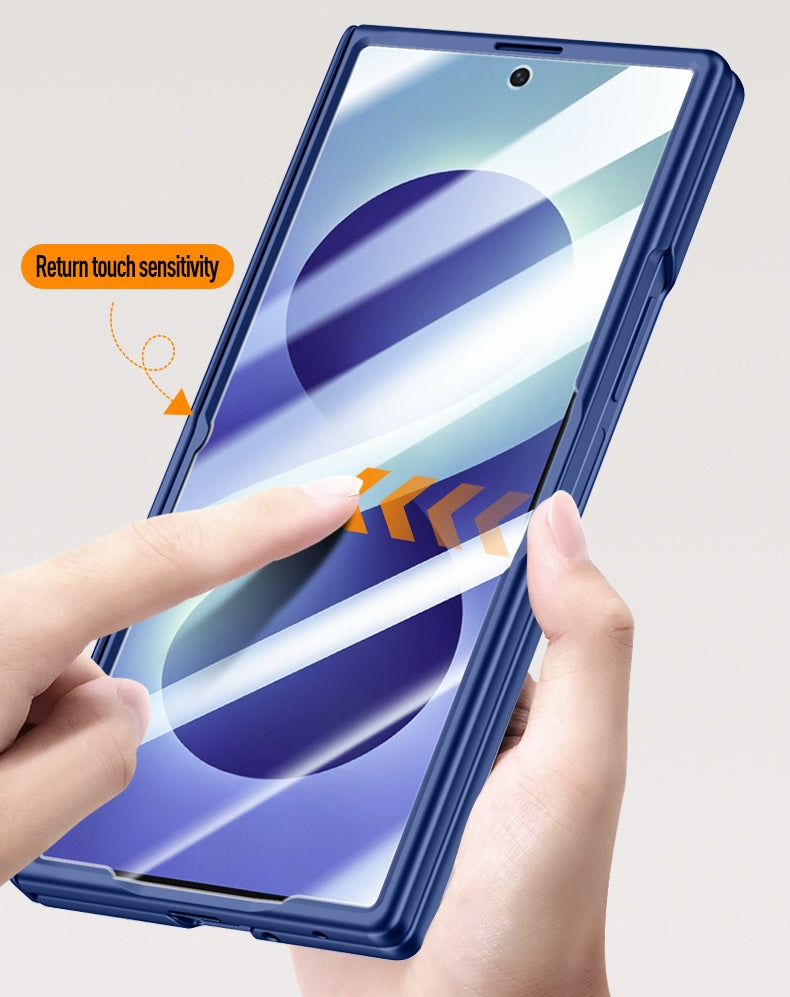 Samsung Galaxy Z Fold 8 Ultra Magnetic Skin-Feel Case - Hinge Shield & Lens Ring Stand [Black]