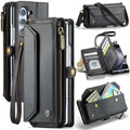 Galaxy Z Fold 5 CaseMe Crossbody Wallet Case with Strap, Card Slots & Zipper Pocket [Black] - Black