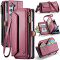 Galaxy Z Fold 5 CaseMe Crossbody Wallet Case with Strap, Card Slots & Zipper Pocket [Maroon] - Maroon