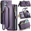 Galaxy Z Fold 5 CaseMe Crossbody Wallet Case with Strap, Card Slots & Zipper Pocket [Purple] - Purple