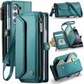 Galaxy Z Fold 5 CaseMe Crossbody Wallet Case with Strap, Card Slots & Zipper Pocket [Teal] - Teal