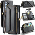 Galaxy Z Fold 6 CaseMe Crossbody Wallet Case with Strap, Card Slots & Zipper Pocket [Black] - Black