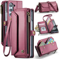 Galaxy Z Fold 6 CaseMe Crossbody Wallet Case with Strap, Card Slots & Zipper Pocket [Maroon] - Maroon