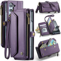Galaxy Z Fold 6 CaseMe Crossbody Wallet Case with Strap, Card Slots & Zipper Pocket [Purple] - Purple