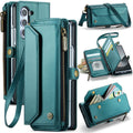 Galaxy Z Fold 6 CaseMe Crossbody Wallet Case with Strap, Card Slots & Zipper Pocket [Teal] - Teal
