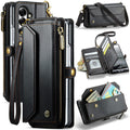 Galaxy Z Fold 7 CaseMe Crossbody Wallet Case with Strap, Card Slots & Zipper Pocket [Black] - Black
