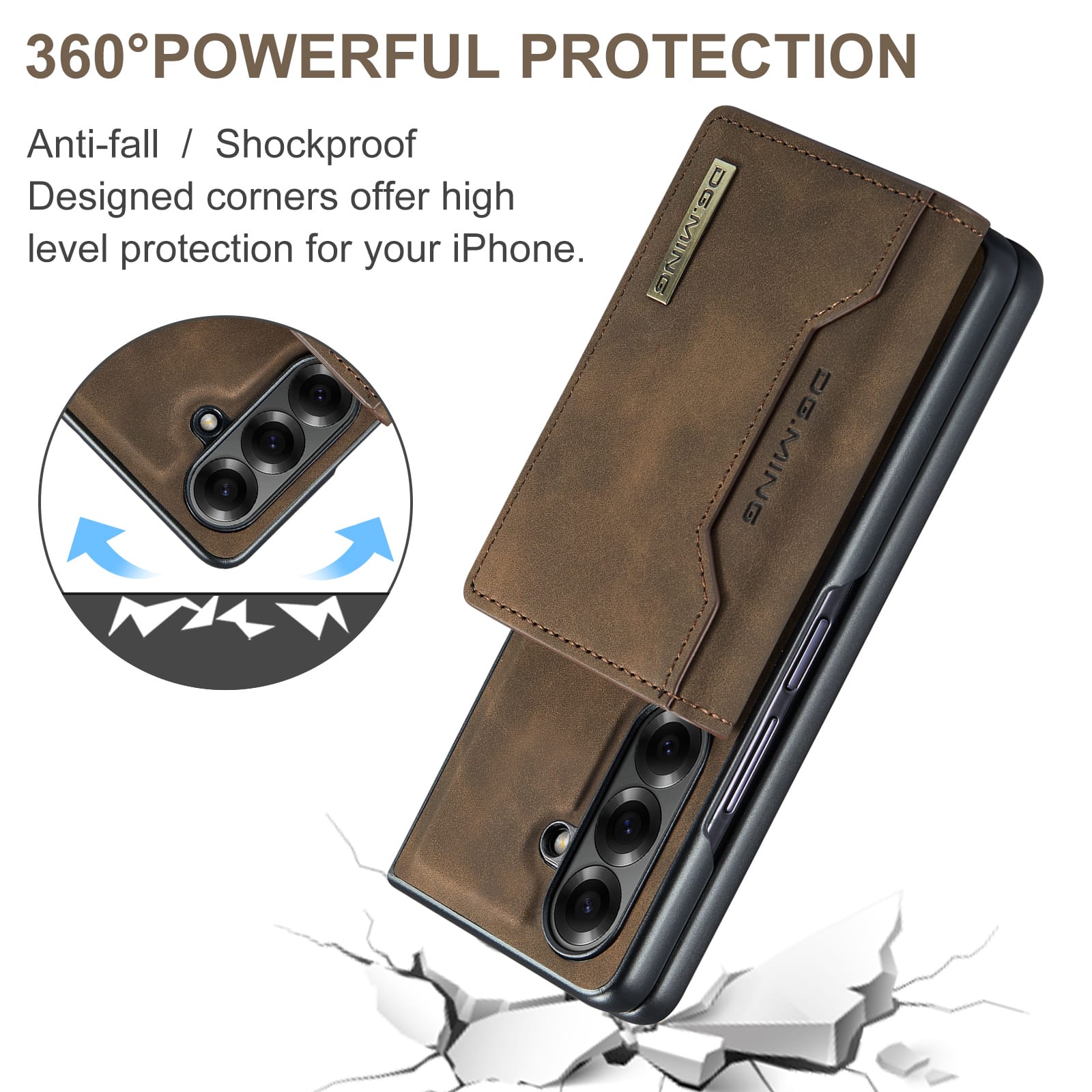 DG.MING Magnetic Business Leather Case for Galaxy Z Fold 7 - with Detachable Wallet [Coffee]