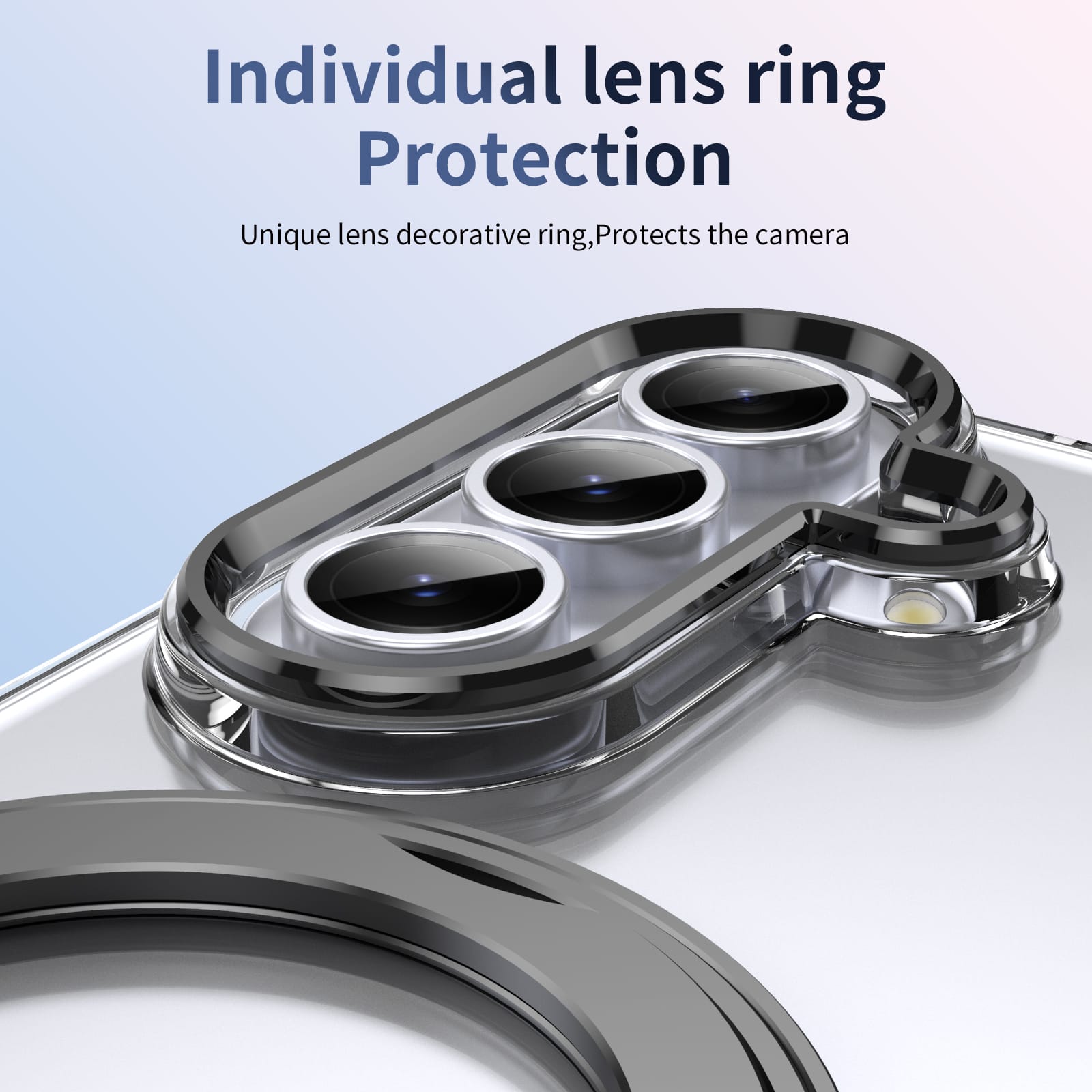 Clear 360°Rotating Magnetic Ring Stand Case for Samsung Galaxy Z Fold 7 with Tempered Glass [Black]
