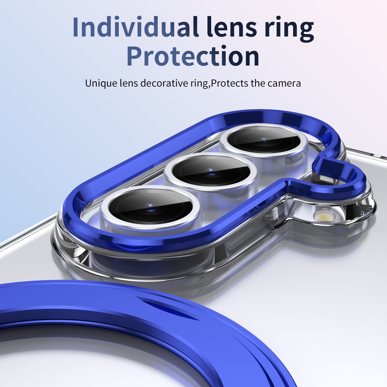 Clear 360°Rotating Magnetic Ring Stand Case for Samsung Galaxy Z Fold 7 with Tempered Glass [Blue]