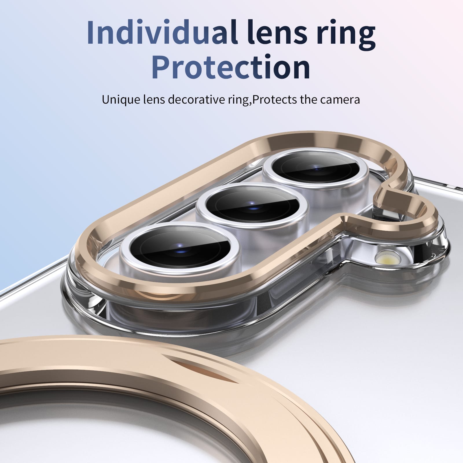 Clear 360°Rotating Magnetic Ring Stand Case for Samsung Galaxy Z Fold 7 with Tempered Glass [Gold]