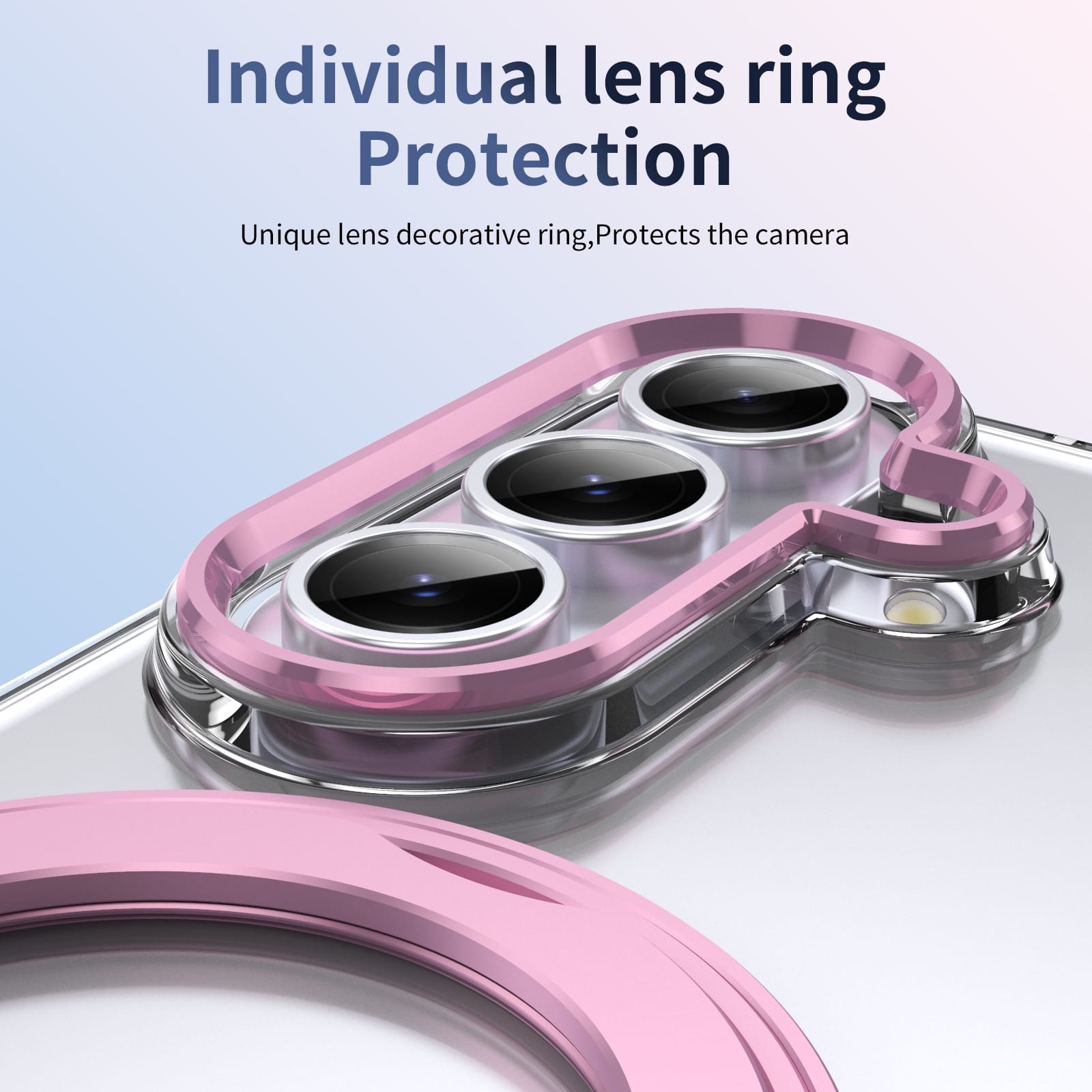Clear 360°Rotating Magnetic Ring Stand Case for Samsung Galaxy Z Fold 7 with Tempered Glass [Pink]