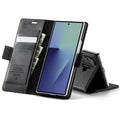 Vintage PU Leather Wallet Case with Hinge Protection for Samsung Galaxy Z Fold 7 [Black] - Black