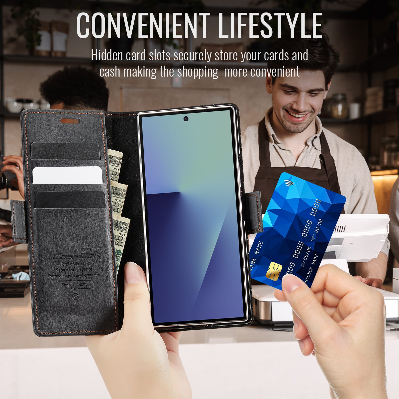 Vintage PU Leather Wallet Case with Hinge Protection for Samsung Galaxy Z Fold 7 [Black]