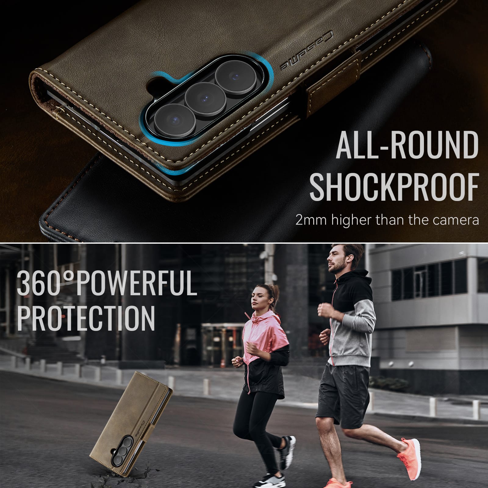 Vintage PU Leather Wallet Case with Hinge Protection for Samsung Galaxy Z Fold 7 [Brown]