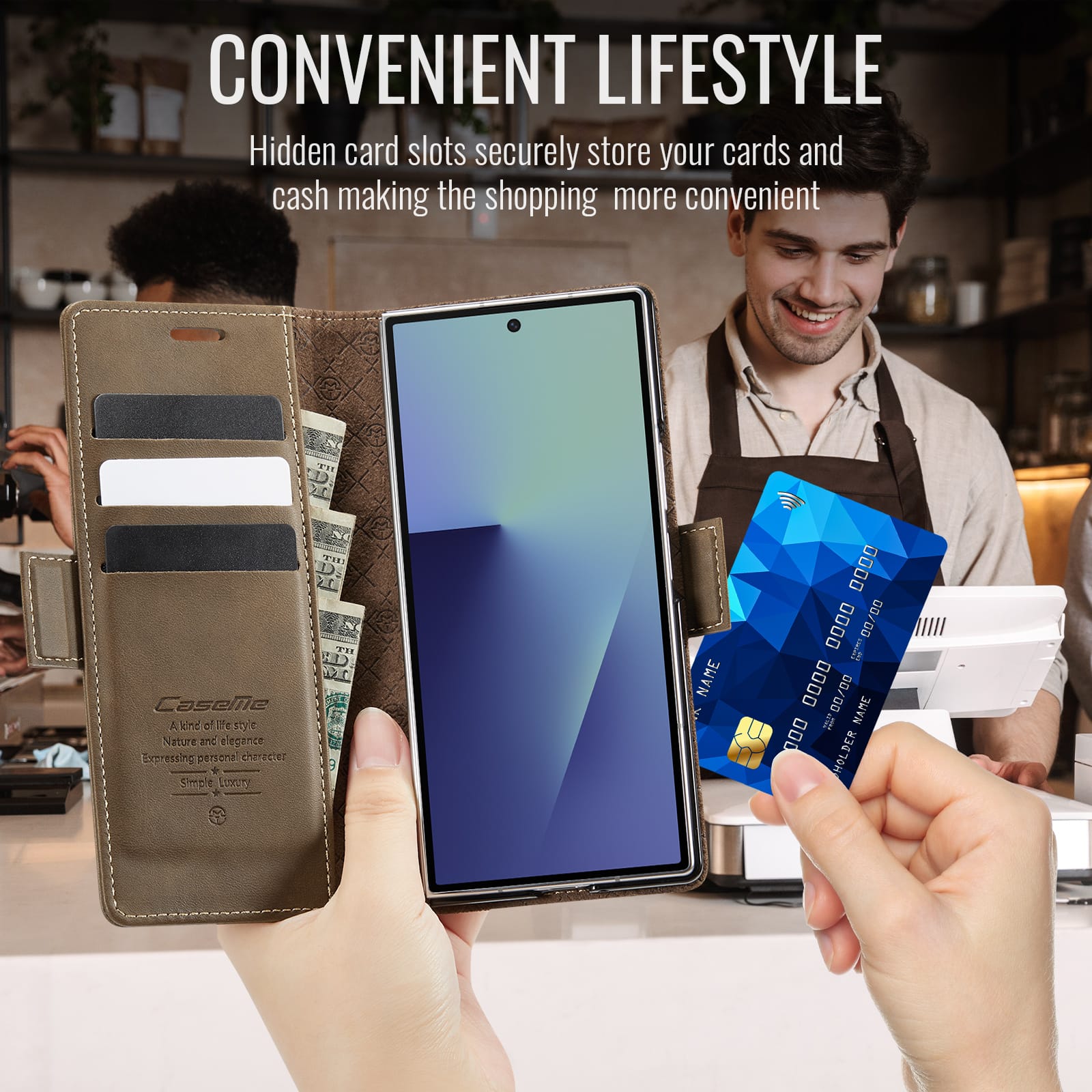 Vintage PU Leather Wallet Case with Hinge Protection for Samsung Galaxy Z Fold 7 [Brown]
