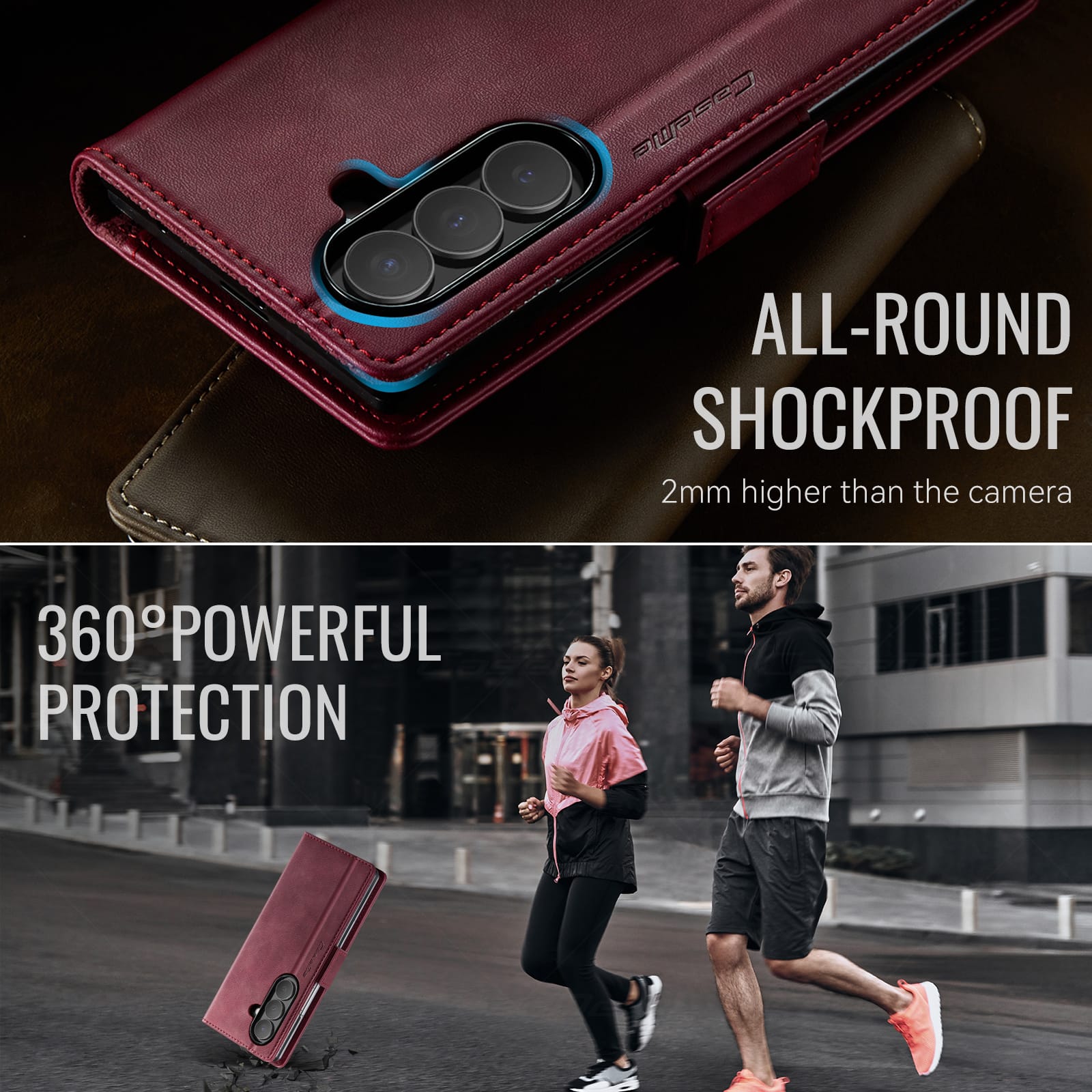 Vintage PU Leather Wallet Case with Hinge Protection for Samsung Galaxy Z Fold 7 [Maroon]