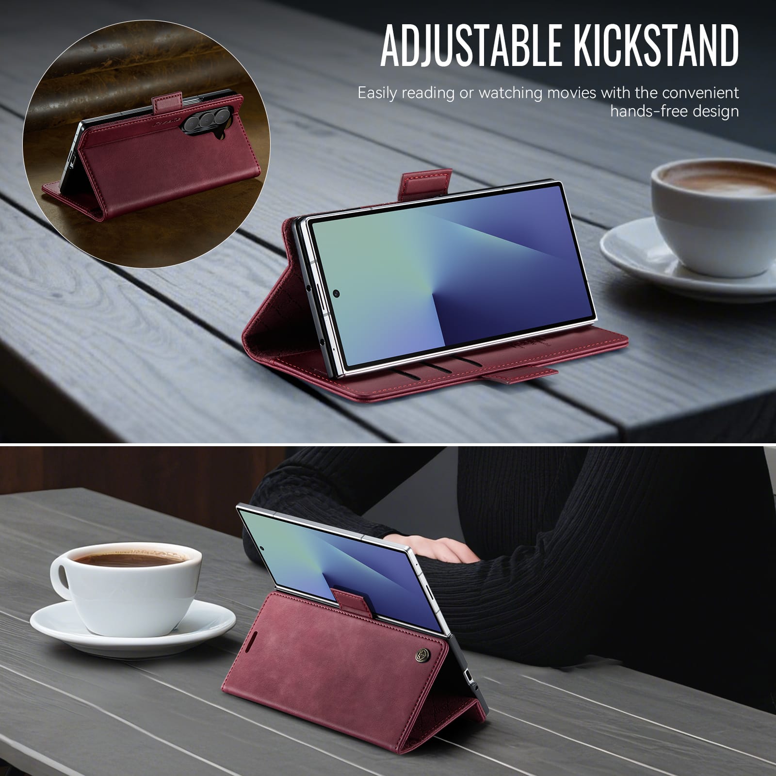 Vintage PU Leather Wallet Case with Hinge Protection for Samsung Galaxy Z Fold 7 [Maroon]