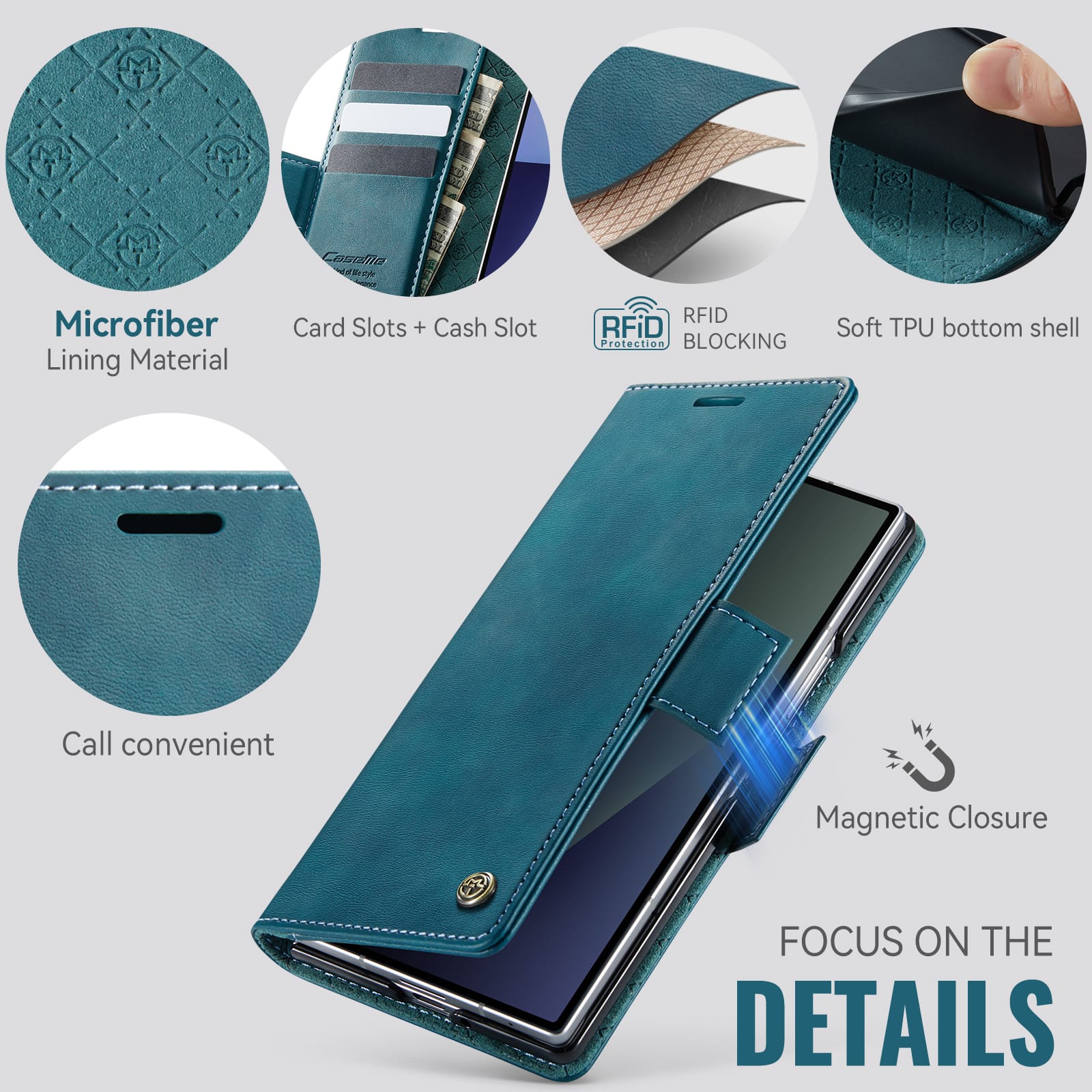 Vintage PU Leather Wallet Case with Hinge Protection for Samsung Galaxy Z Fold 7 [Navy]