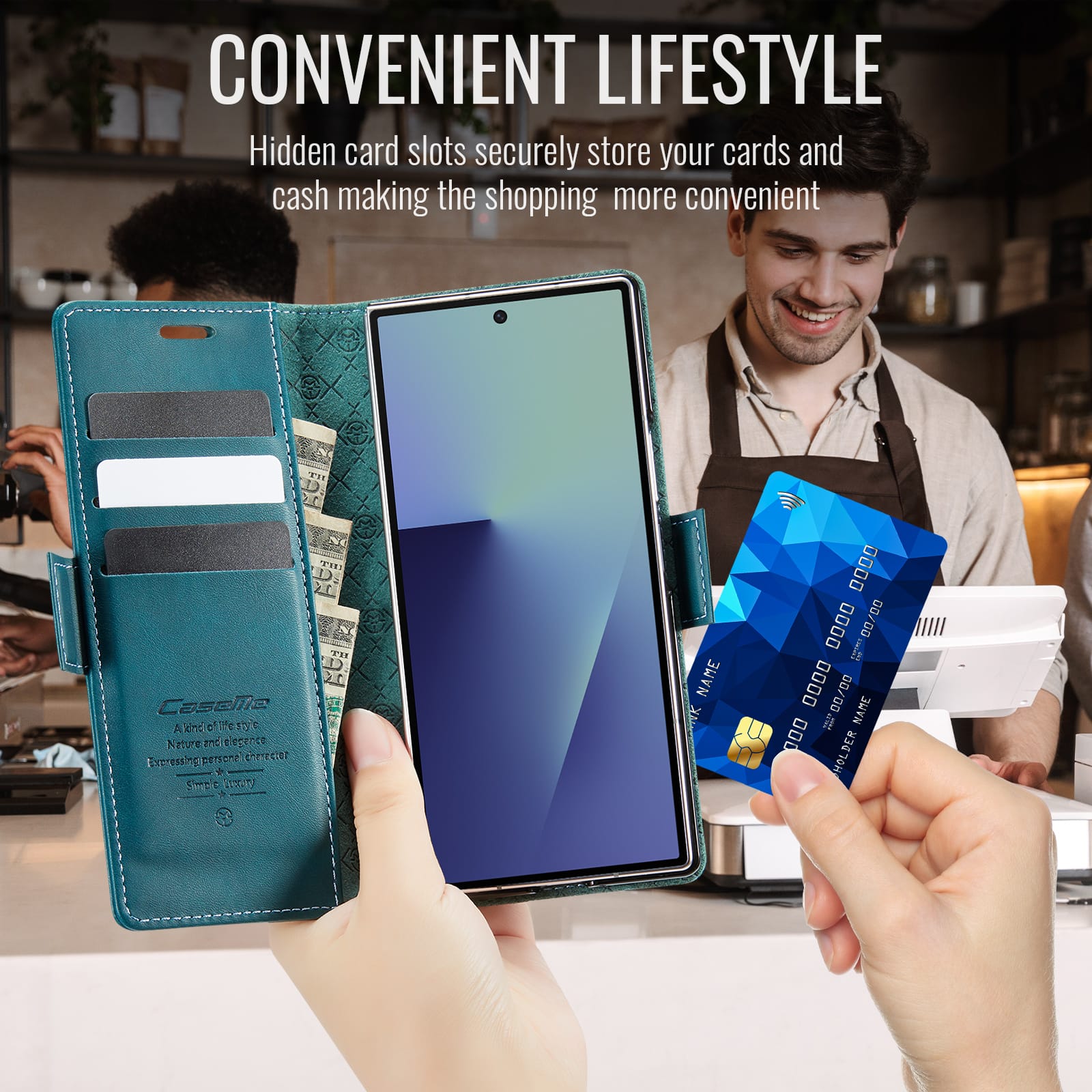 Vintage PU Leather Wallet Case with Hinge Protection for Samsung Galaxy Z Fold 7 [Navy]