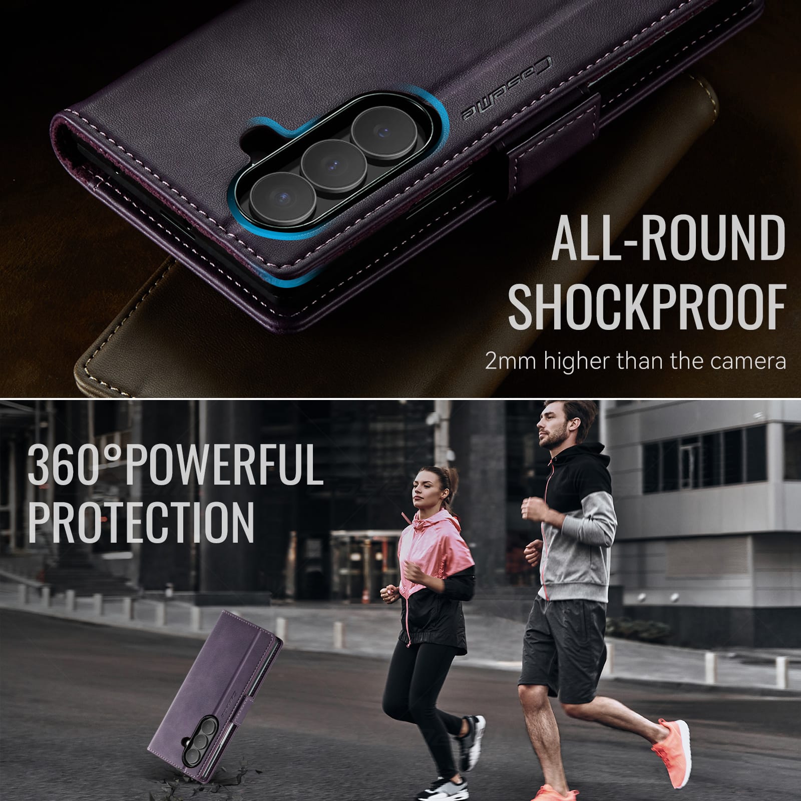 Vintage PU Leather Wallet Case with Hinge Protection for Samsung Galaxy Z Fold 7 [Purple]
