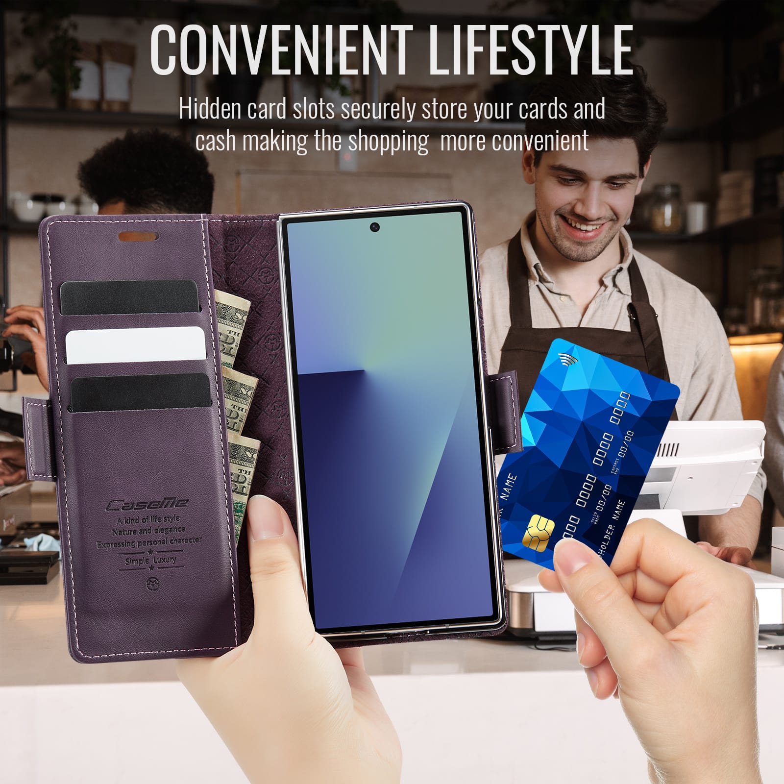 Vintage PU Leather Wallet Case with Hinge Protection for Samsung Galaxy Z Fold 7 [Purple]