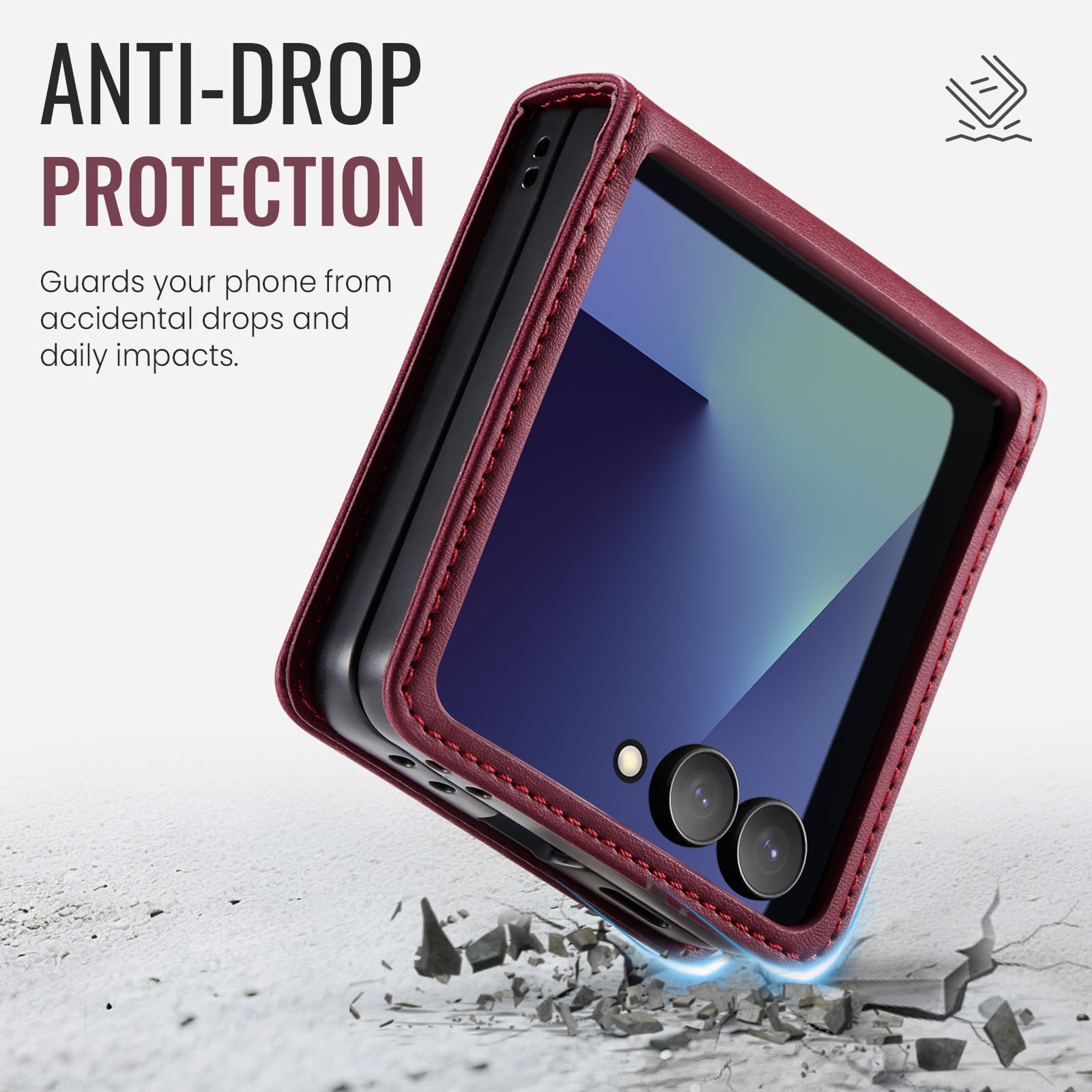 Stylish Samsung Galaxy Z Flip 7 Retro Leather Cover [Maroon]