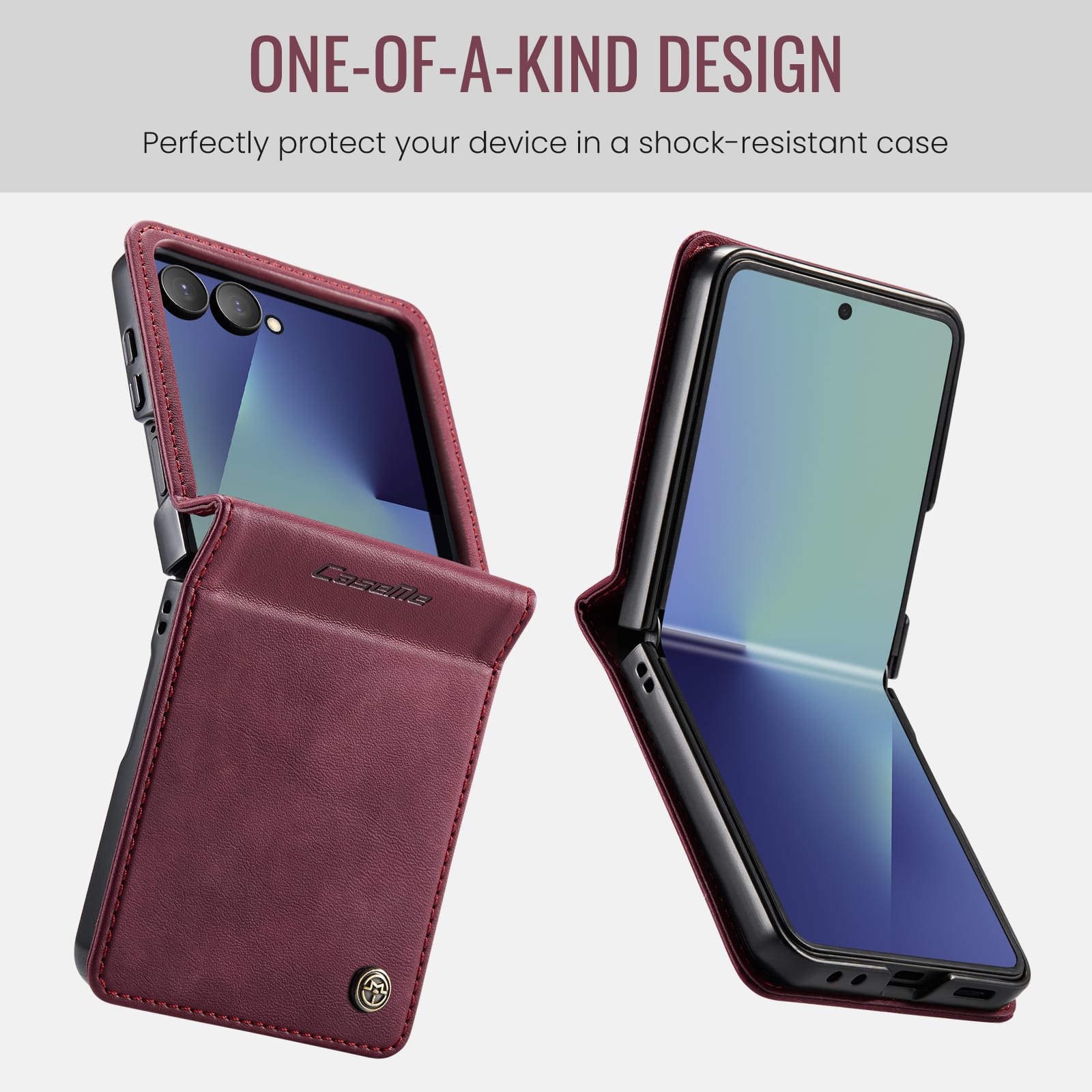 Stylish Samsung Galaxy Z Flip 7 Retro Leather Cover [Maroon]