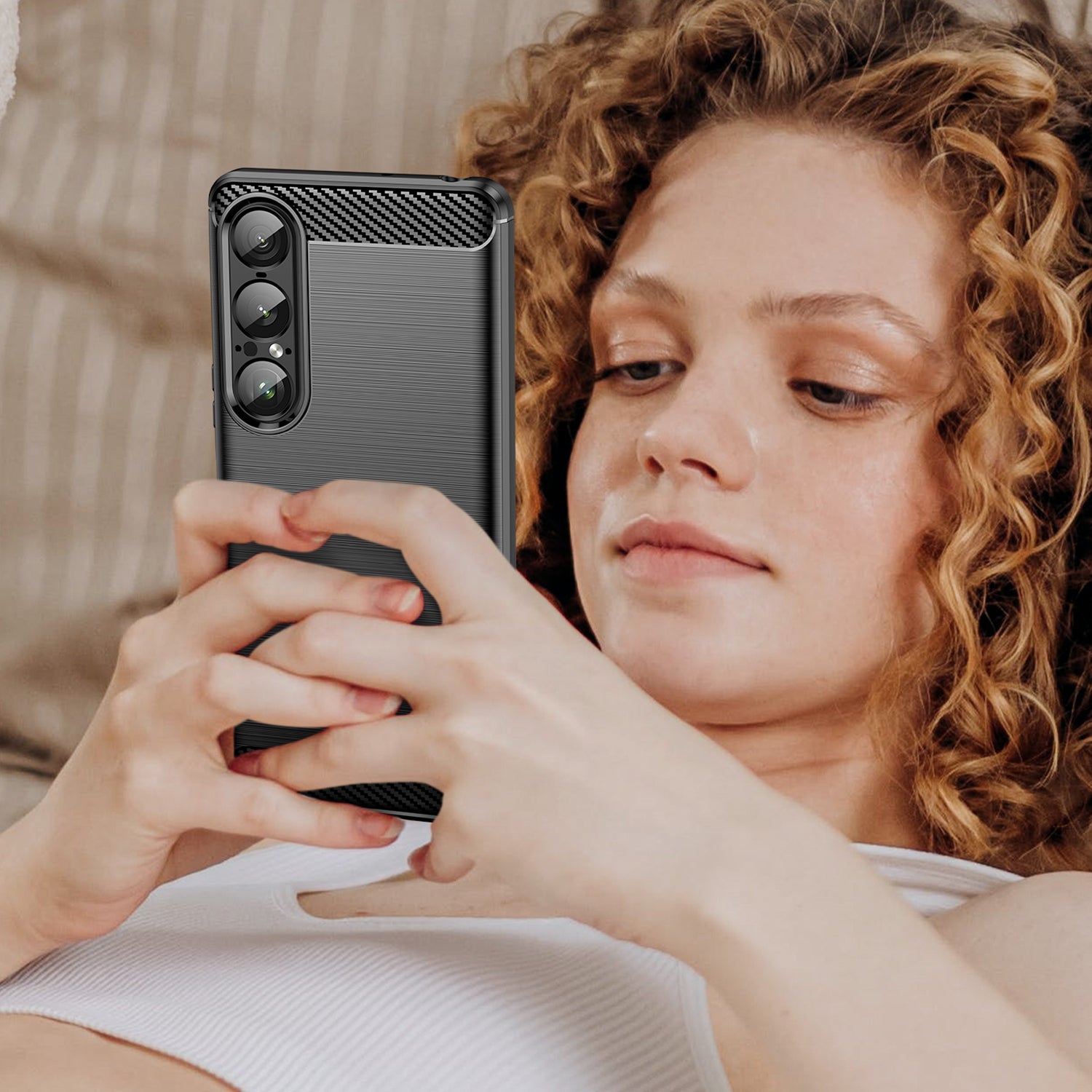 Sony Xperia 1 VII Carbon Fibre Brushed Case [Black]