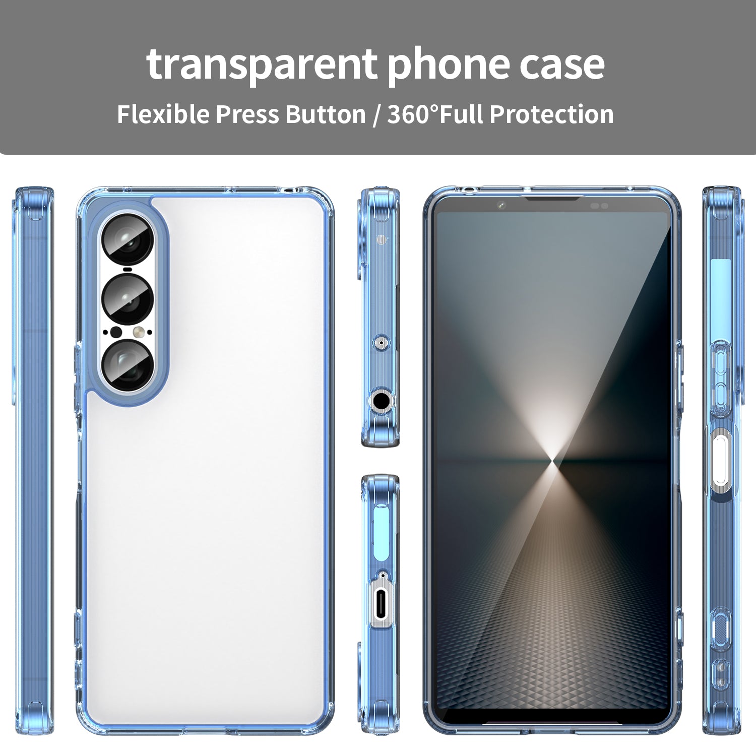Sony Xperia 1 VII Soft TPU Bumper Case [Clear Blue]