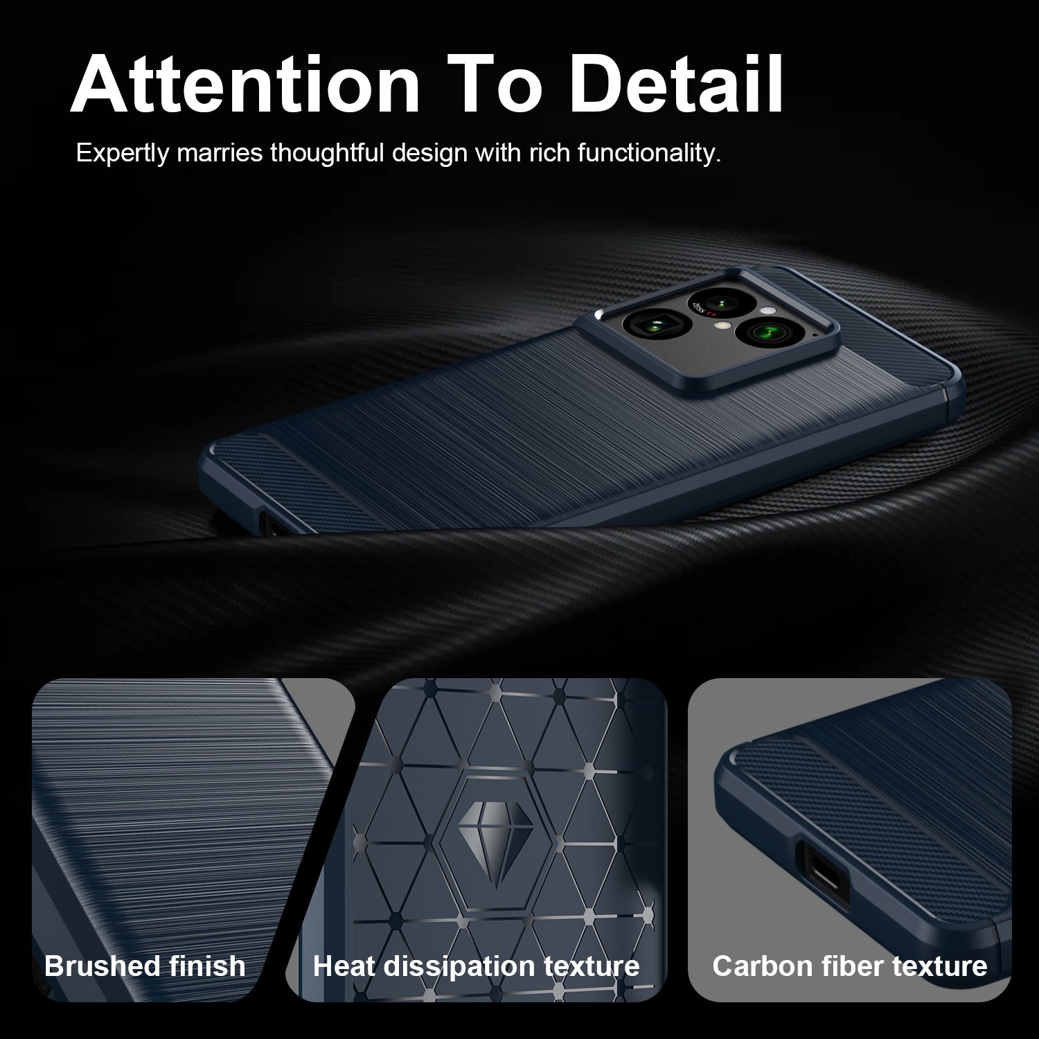 Sony Xperia 1 VIII Carbon Fibre TPU Case Slim Shockproof Cover Navy