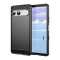 Sony Xperia 10 VII Carbon Fibre TPU Case Slim Shockproof Cover Black - Black