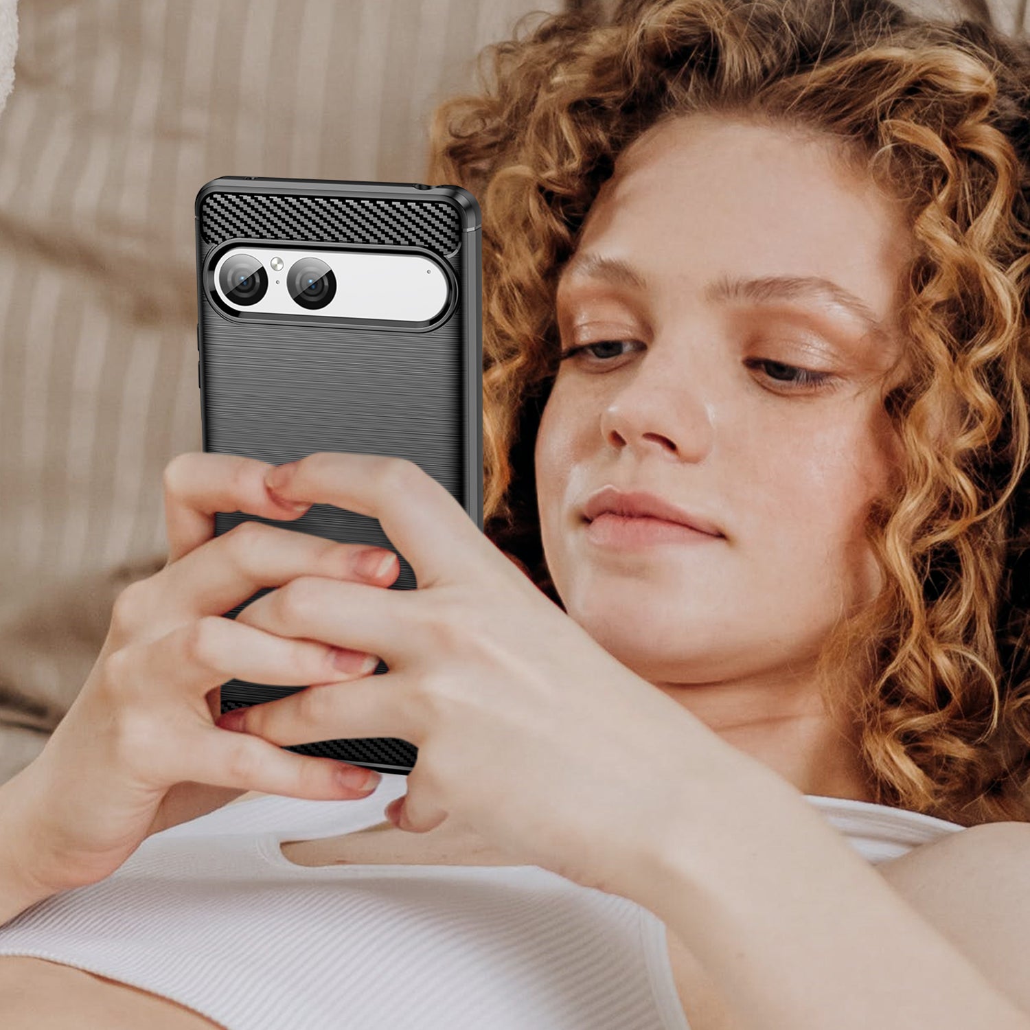 Sony Xperia 10 VII Carbon Fibre Brushed Case [Black]