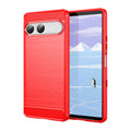 Sony Xperia 10 VII Carbon Fibre TPU Case Slim Shockproof Cover Red - Red