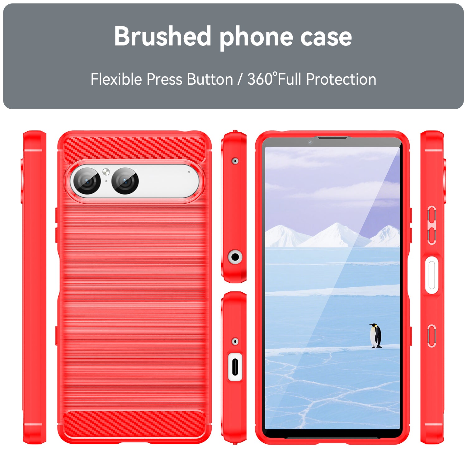 Sony Xperia 10 VII Carbon Fibre Brushed Case [Red]