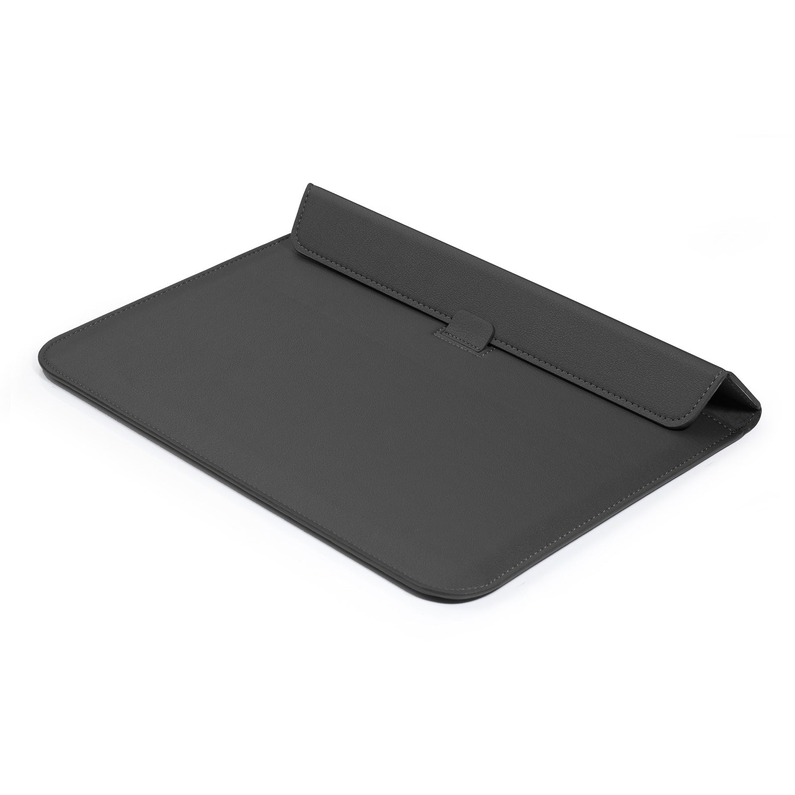 11-12" Laptop Sleeve with Foldable Stand - Premium PU Leather - Black