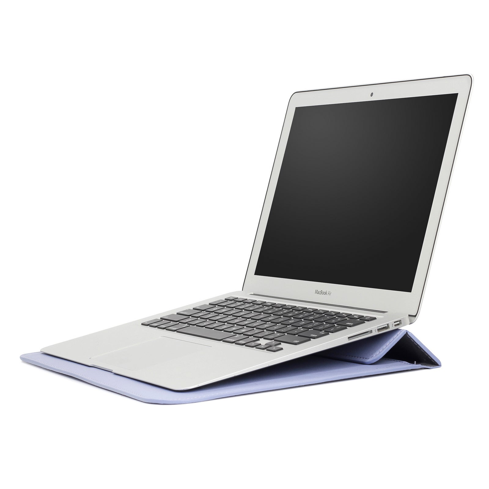 11-12" Laptop Sleeve with Foldable Stand - Premium PU Leather - Mist Blue