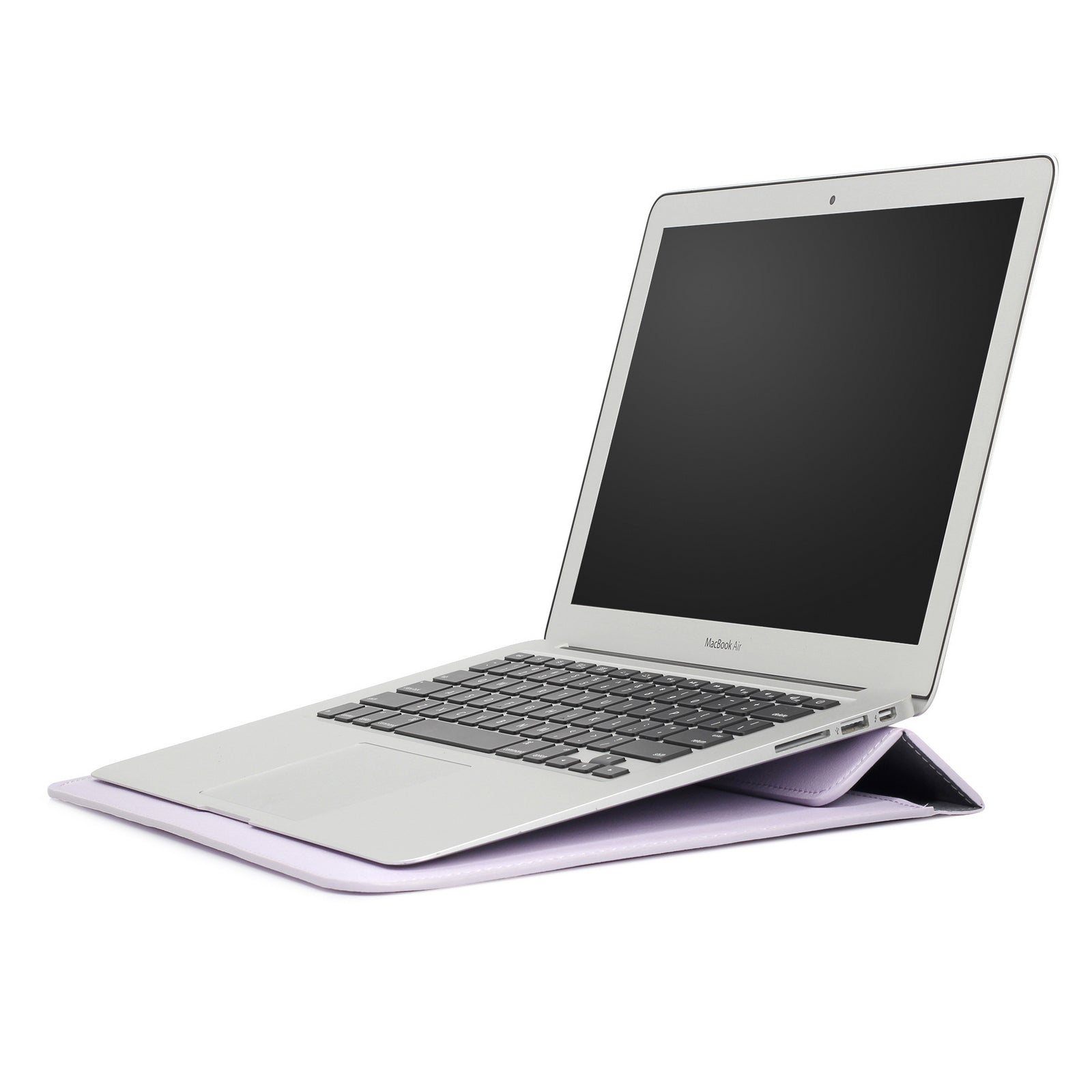 13-14" Laptop Sleeve with Foldable Stand - Premium PU Leather - Purple