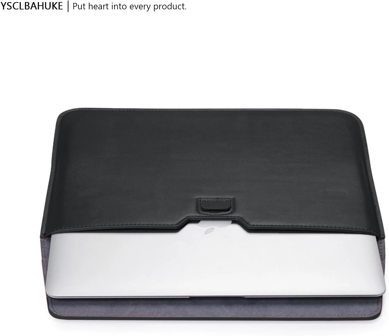 15-16" Laptop Sleeve with Foldable Stand - Premium PU Leather - Black