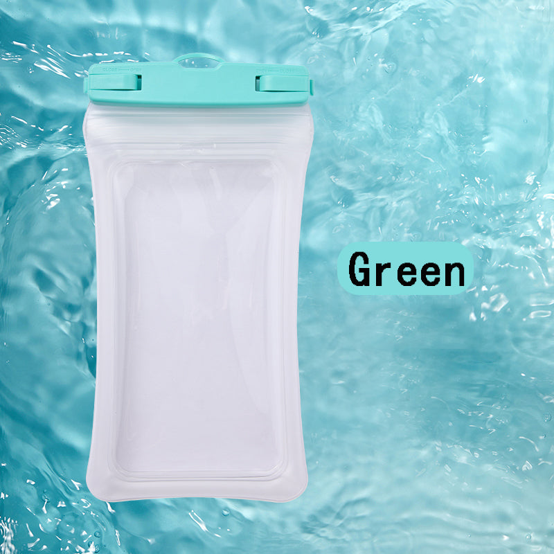 Universal 7.2" Waterproof Phone Pouch - Air Cushion, Strap - Green