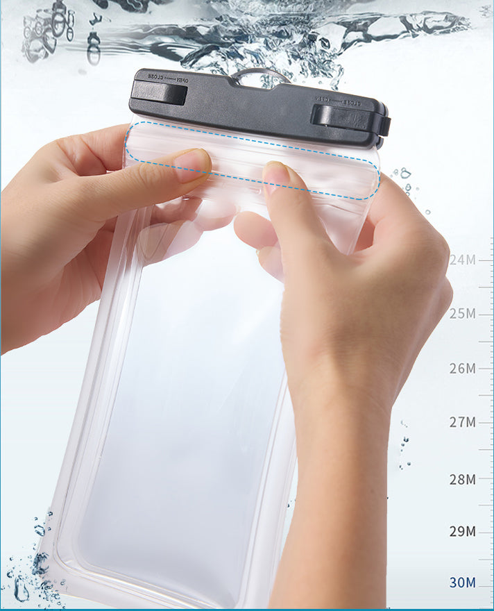 Universal 7.2" Waterproof Phone Pouch - Air Cushion, Strap - White