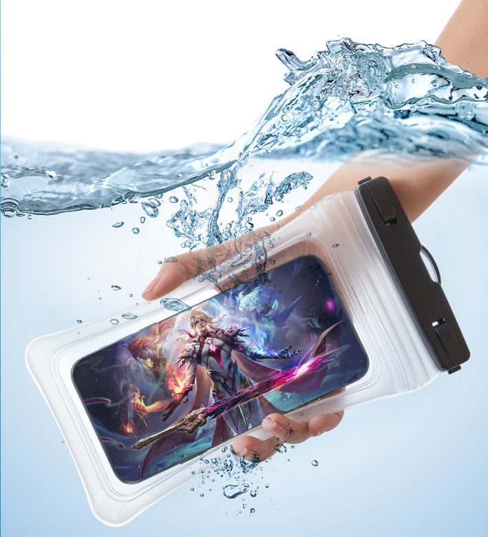 Universal 7.2" Waterproof Phone Pouch - Air Cushion, Strap - Blue