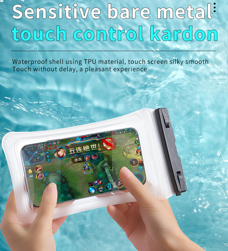 Universal 7.2" Waterproof Phone Pouch - Air Cushion, Strap - Blue