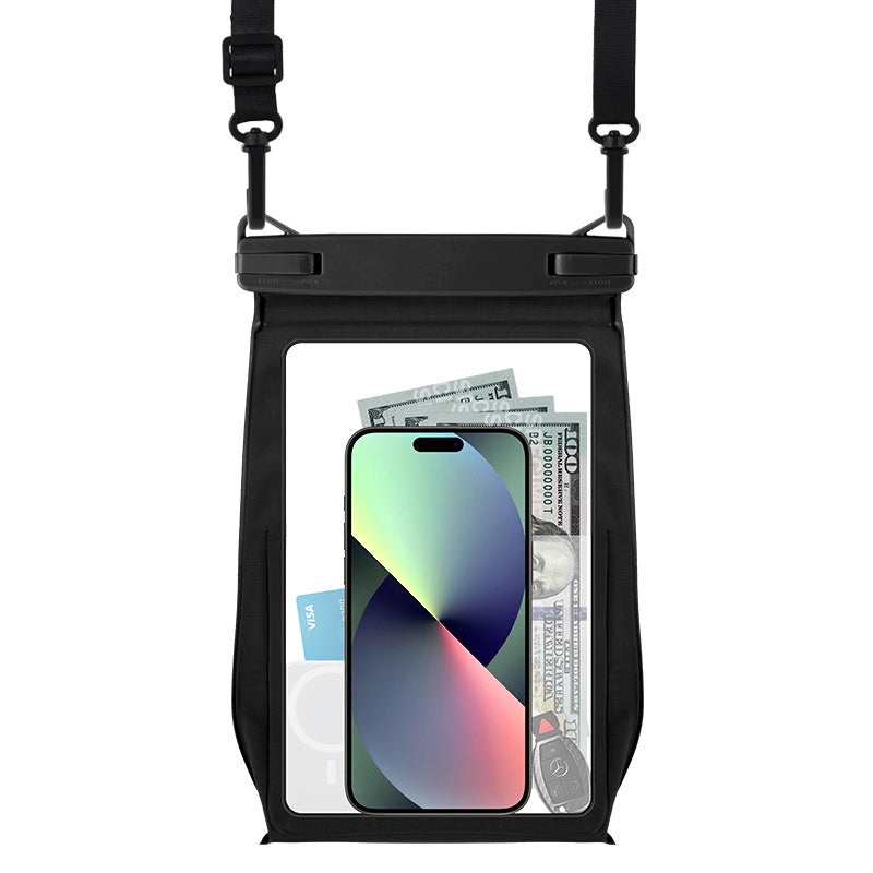 Universal 8.2" Floating Waterproof Crossbody Bag - Double Air Cushion - Black
